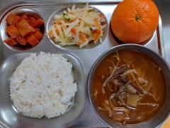 발아현미밥
육개장
감자채볶음
깍두기
오렌지